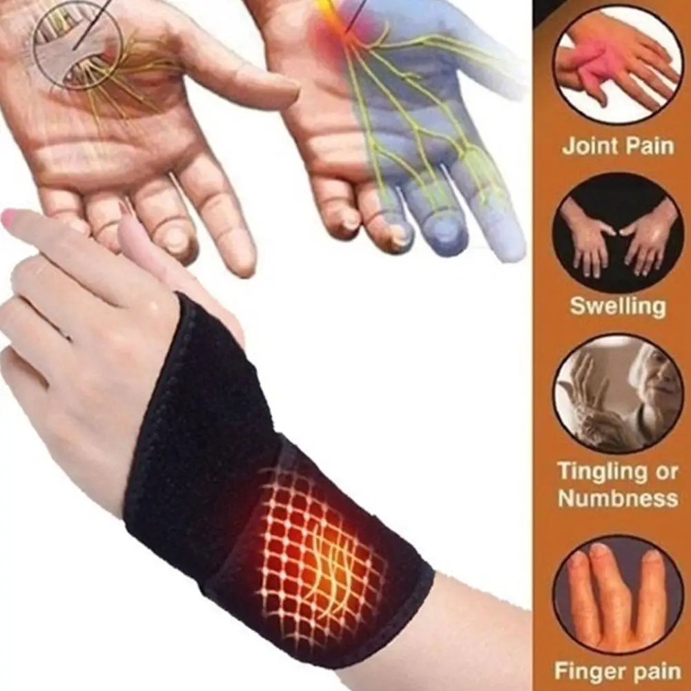 

1Pair Self-Heating Wrist Brace Tourmaline Arthritis Braces Relief Pain Tools Therapy Care Belt Health Sports Protection Mag T0Q1