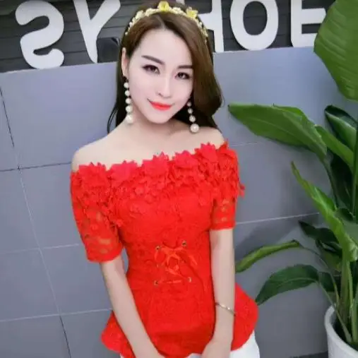 019 Весенняя женская летняя рубашка милый галстук Цветочная кружевная блузка с