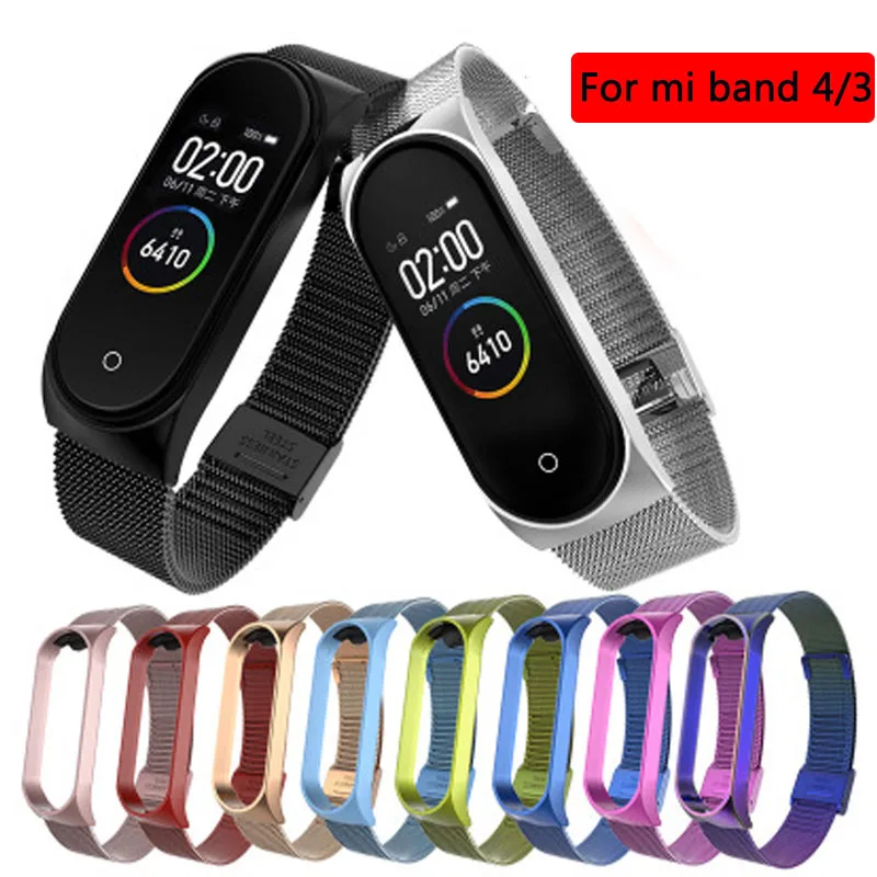 Ремешок для Xiaomi Mi Band 5 4 3 ремешок Miband браслет M3 M4 M5 металлическая безвинтовая