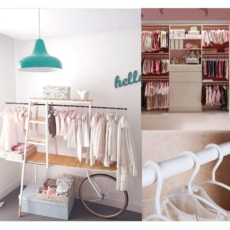

2021 New 10 Pack White Plastic Nursery Hangers Nonslip Baby Coat Hangers Space Saving Tubular Hangers for Kids Children Clothes