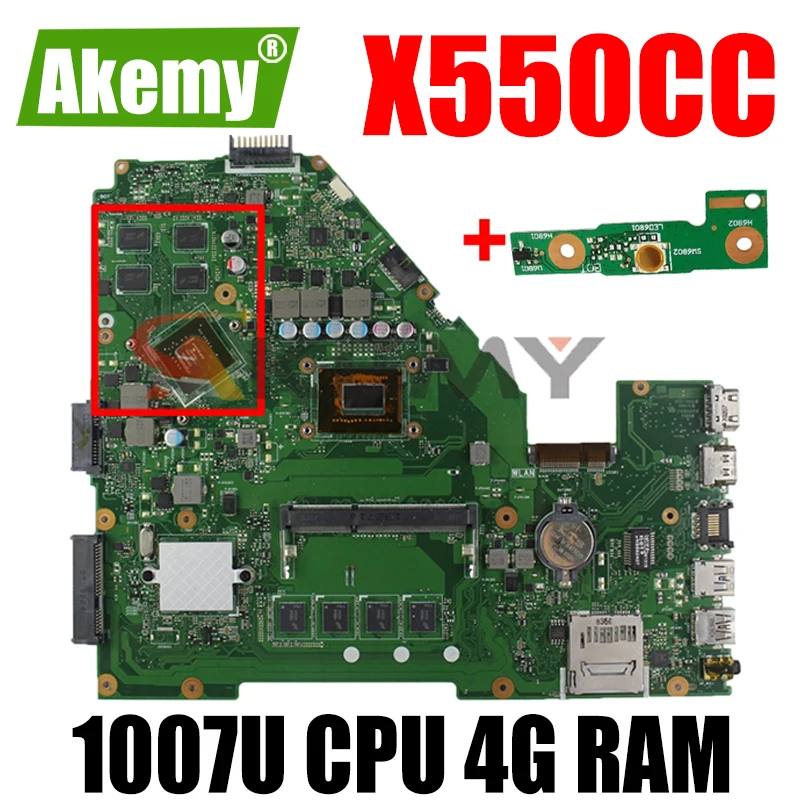 

Akmey X550CC For Asus X550CA R510C Y581C X550C X550CL laptop motherboard 1007U CPU 4G RAM tested 100% work original mainboard