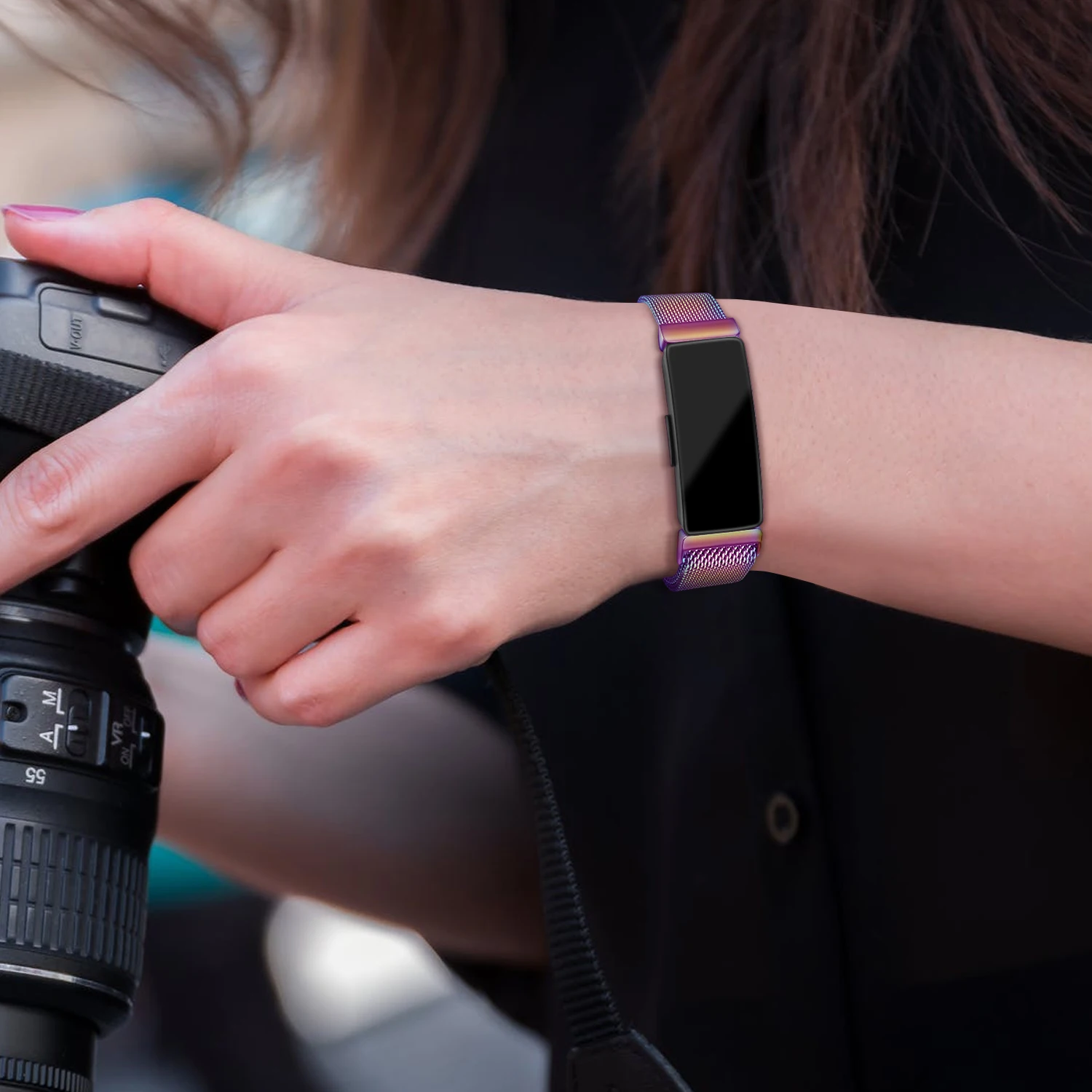 Браслет для Fitbit Inspire металлический Миланский магнитный ремешок наручных часов