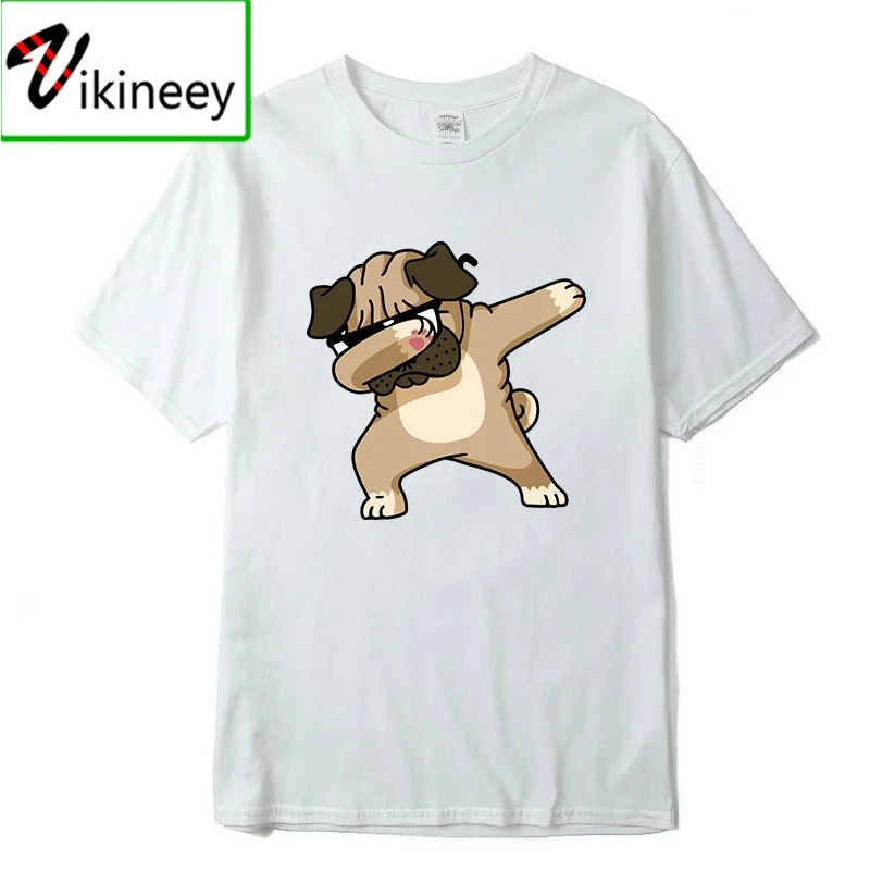 Мужская летняя футболка новинка мужские топы с принтом мопса повседневные
