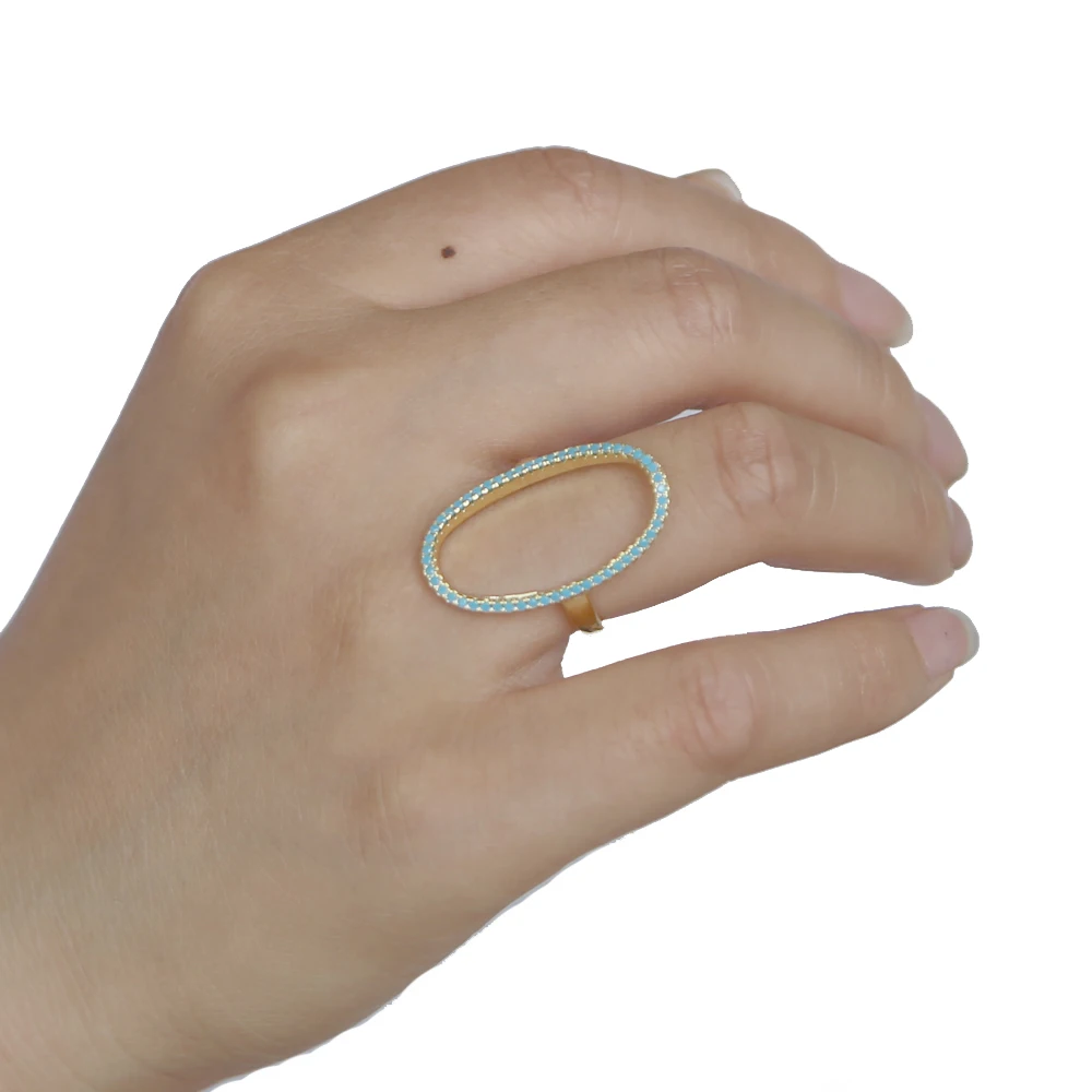 Богемные сверкающие полые овальные кольца паве синий крошечный кубический