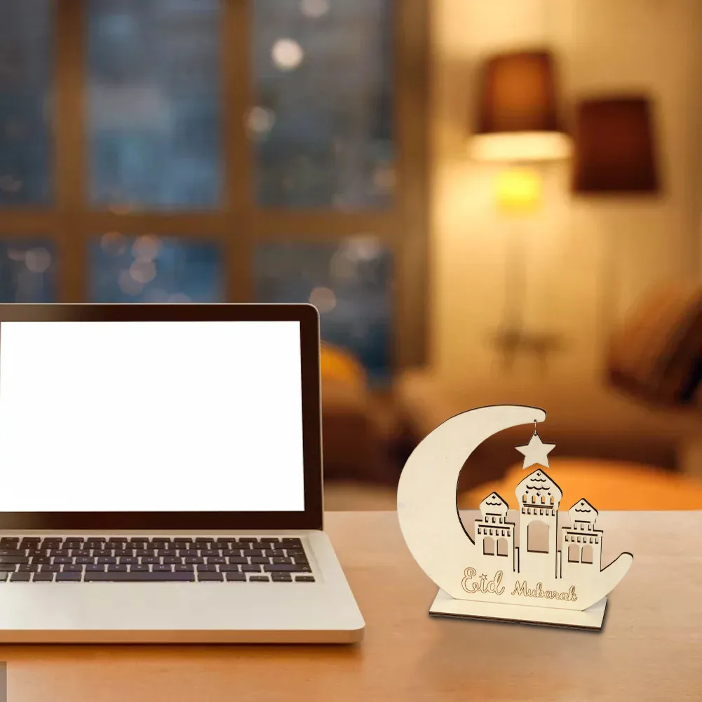 

DIY Wooden Mubarak Ornaments Wooden Eid Mubarak Home Decoration Ramadan Muslim Party Indoor Crafts Wooden Home Party Supplies