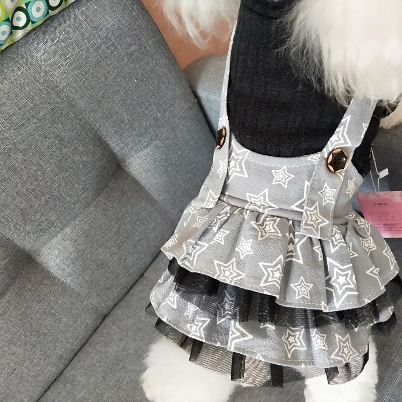 Платье для питомца собаки осень зима комбинезон звезды сетчатые Юбки