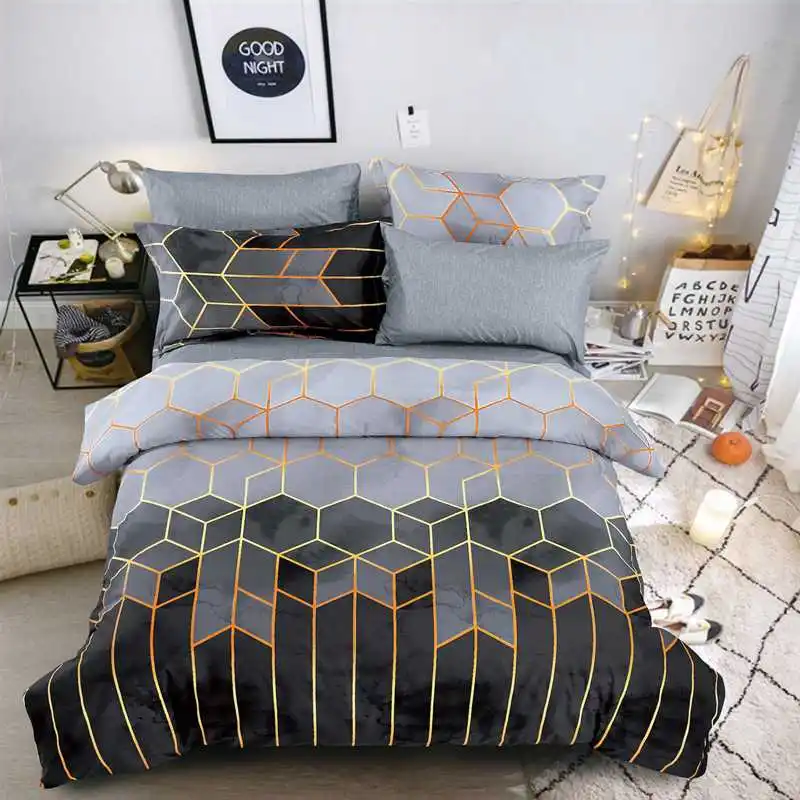 

fashion duvet cover ultra Soft Stylish 2/3pcs set Cotton Polyester Bedding Set Duvet Cover & Pillowcase Single/Full/King/Queen