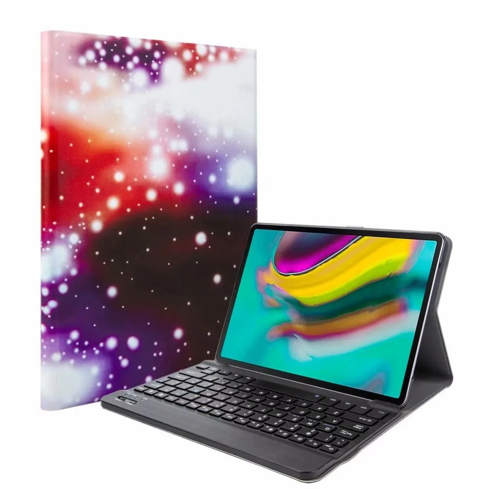 Bluetooth клавиатура чехол для Samsung Galaxy Tab A 10,1 T720 T725 планшет ткань с 7 подсветкой Клавиатура с подсветкой крышка+ ручка+ пленка