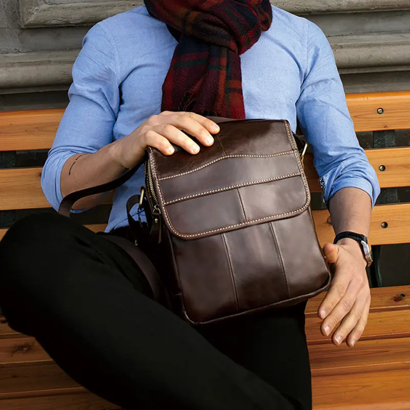 Качественная мужская мягкая кожаная сумка из натуральной кожи через плечо с