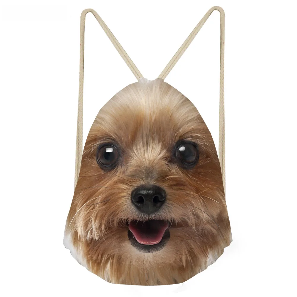 

Cute 3D Animal Yorkshire Terrier Dog Print Women Drawstring Bags Multifunction Storage Backpack Teen Girl Travel Bag