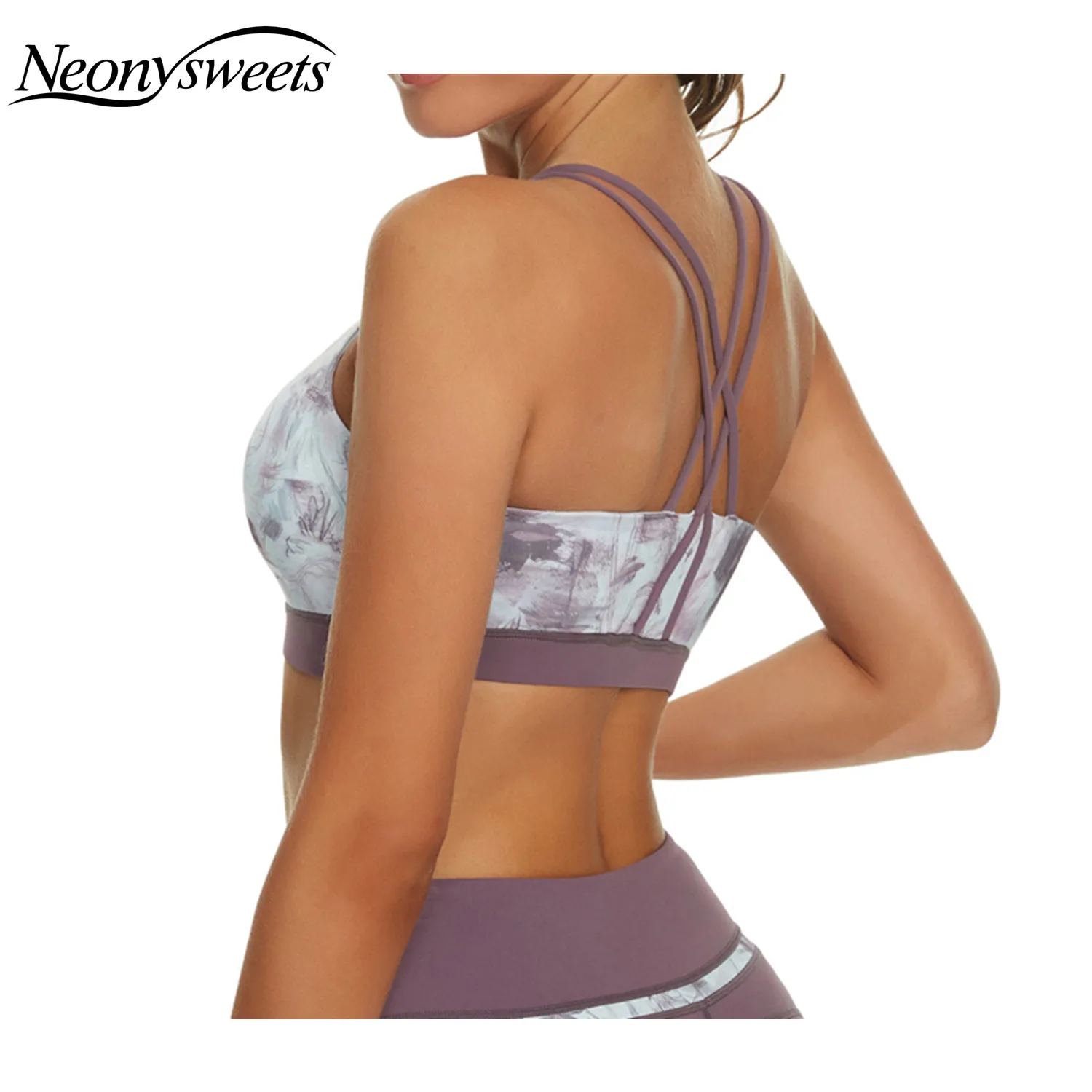 

Новинка лета 2021, женский спортивный бюстгальтер с принтом, тонкий бюстгальтер для йоги без стальных колец, нижнее белье, Женский противоуда...