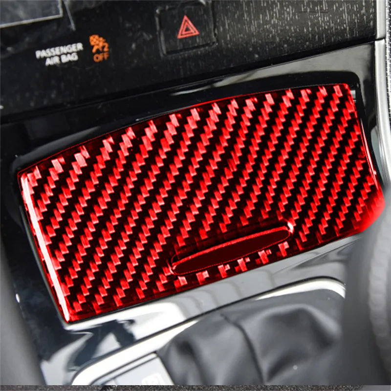 

For Infiniti Q50 Q60 2014-2019 Red Carbon Fiber Console Cigarette Lighter Cover Trim Car Accessories
