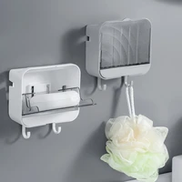 splash proof soap holder box with water collector hanger adhesive wall mounted soap dish bathroom supplies