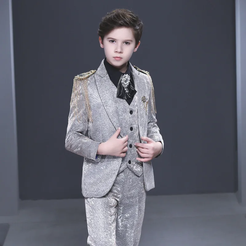 

Children's Suit Set Handsome British Boys' Dress Piano Performance Dress Model Suits Gentlemen Teenager Tuxedos Sets,WR12