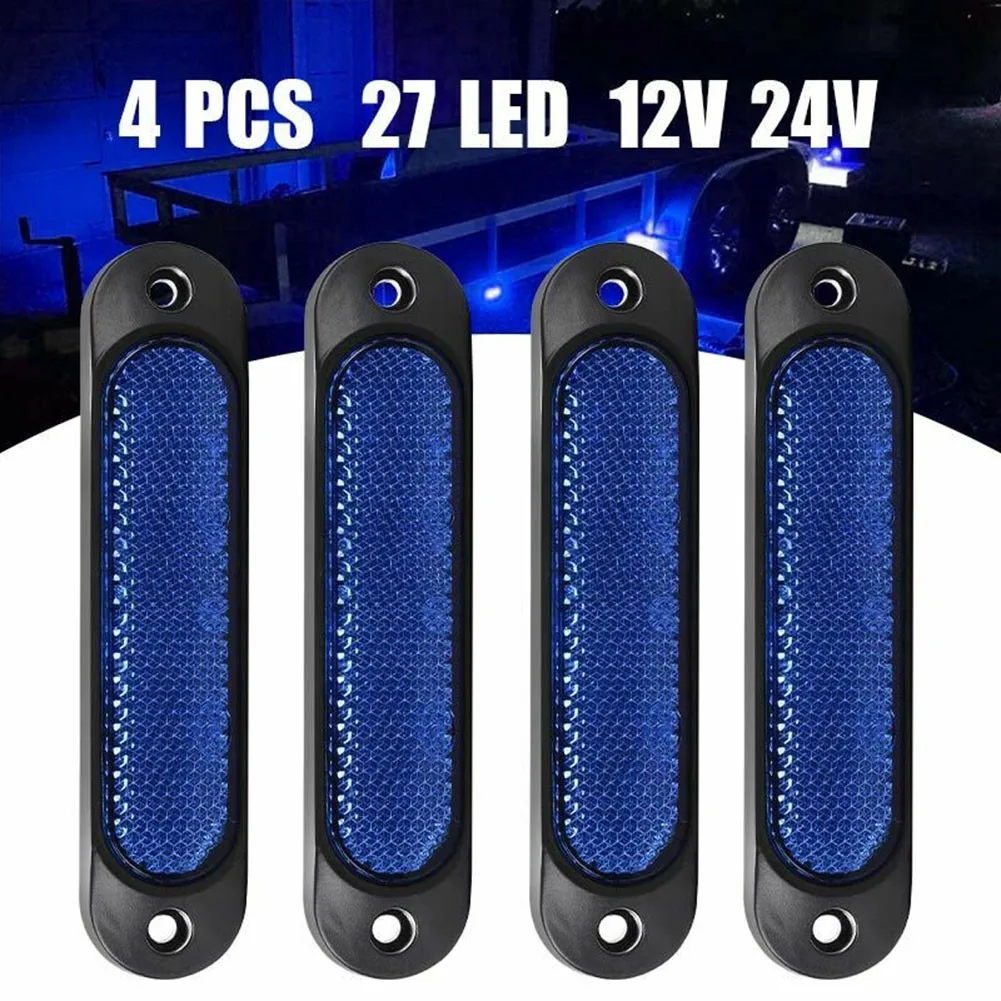 

4pcs Universal Car Motorcycle RV 27-LED Reflector Indicator Lights Rear Tail Brake Turn Signal Side Marker Light Car Accessories