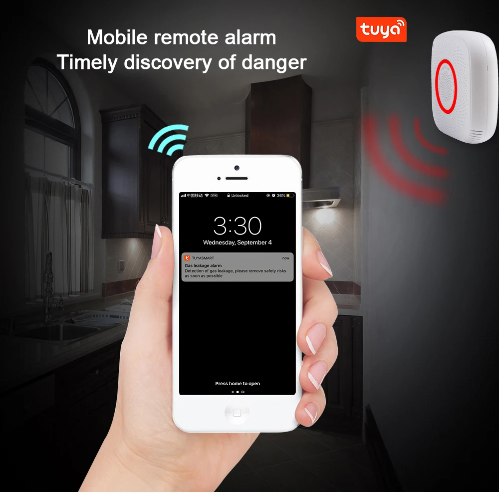 Tuya WiFi датчик утечки газа LPG сигнализация детектор пожарной безопасности приложение контроль безопасности умный дом датчик утечки