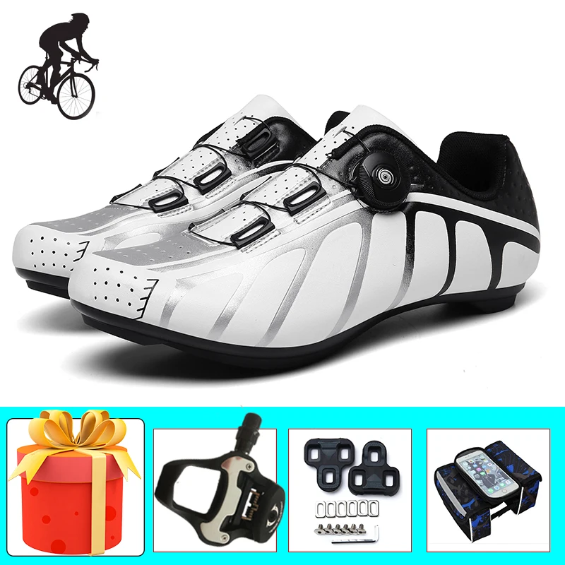 

Cycling Sneakers Road Men Sapatilha Ciclismo Breathable Self-locking Triathlon Riding Bicycle Footwear Add Pedals Road Flat Shoe