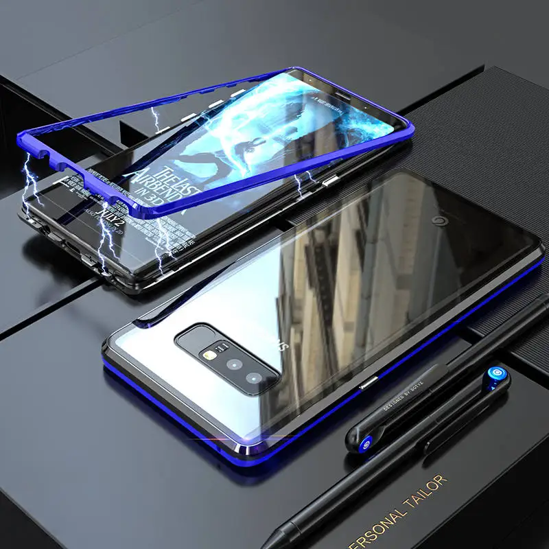 Магнитный чехол для etui, чехол для samsung Galaxy S10 Plus S10E Note 9 8 S9 S8 Plus Note8 Note9, задняя крышка для samsung S10 E, чехол S10Plus - Цвет: Black Blue