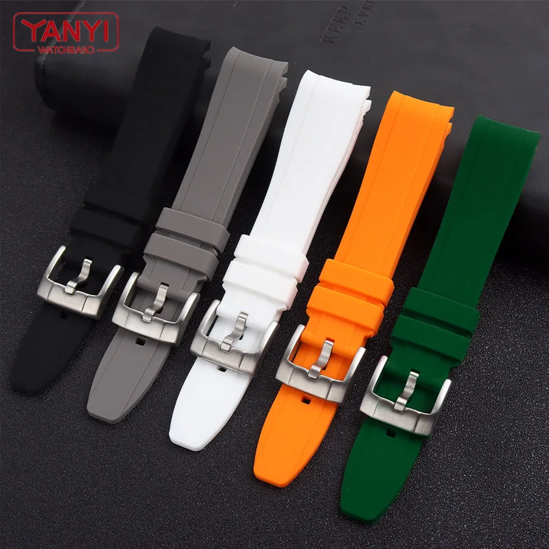 High-quality Rubber watchband 18mm 20mm 22mm bracelet for omega moonswatch seiko rolex tudor watch band curved end watch strap