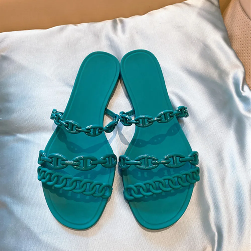 

Termianoov Women Sliders Chain PVC Beach Shoes Flip Flops Flats New Summer Women Sandals Women Slippers