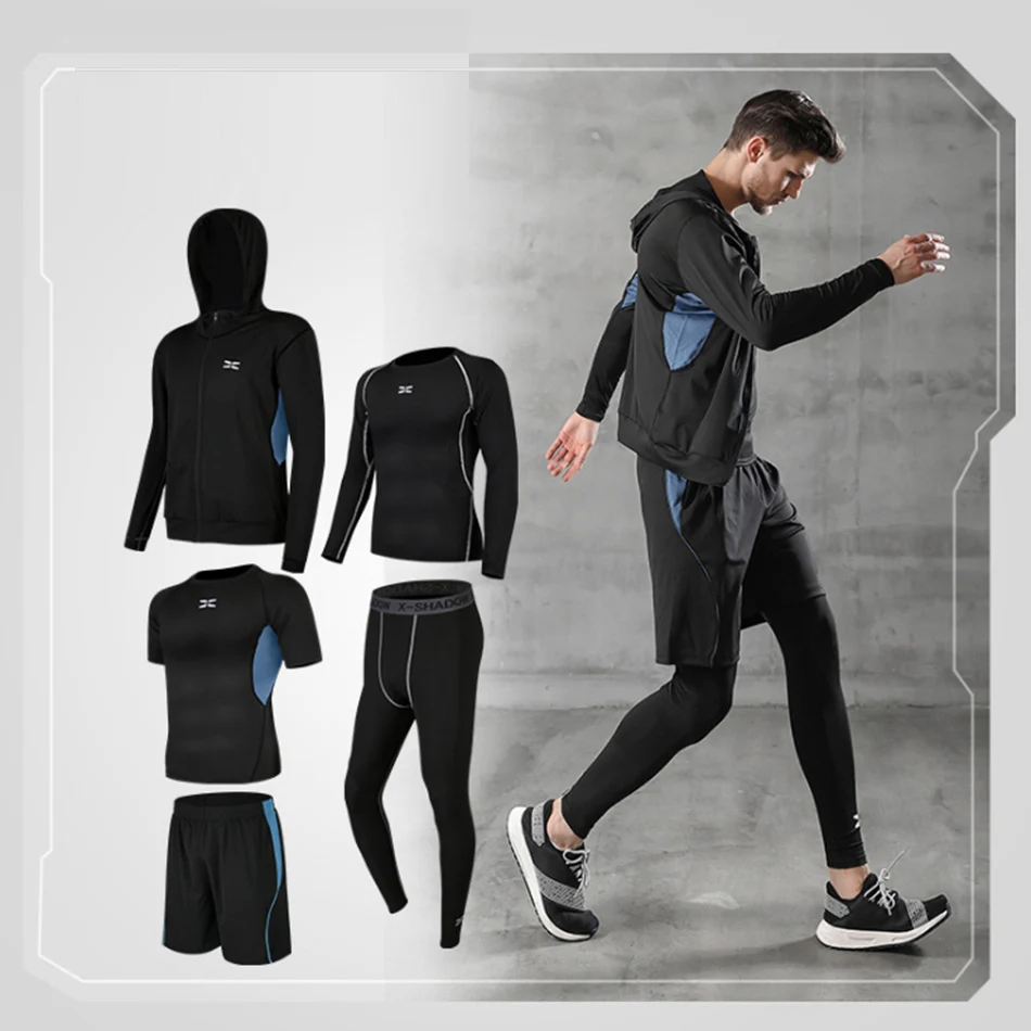 

Autumn and Winter Tracksuit Men Exercise Stretch Breathable Compression Gym Clothing Fitness Running Training Suit Sports Suit