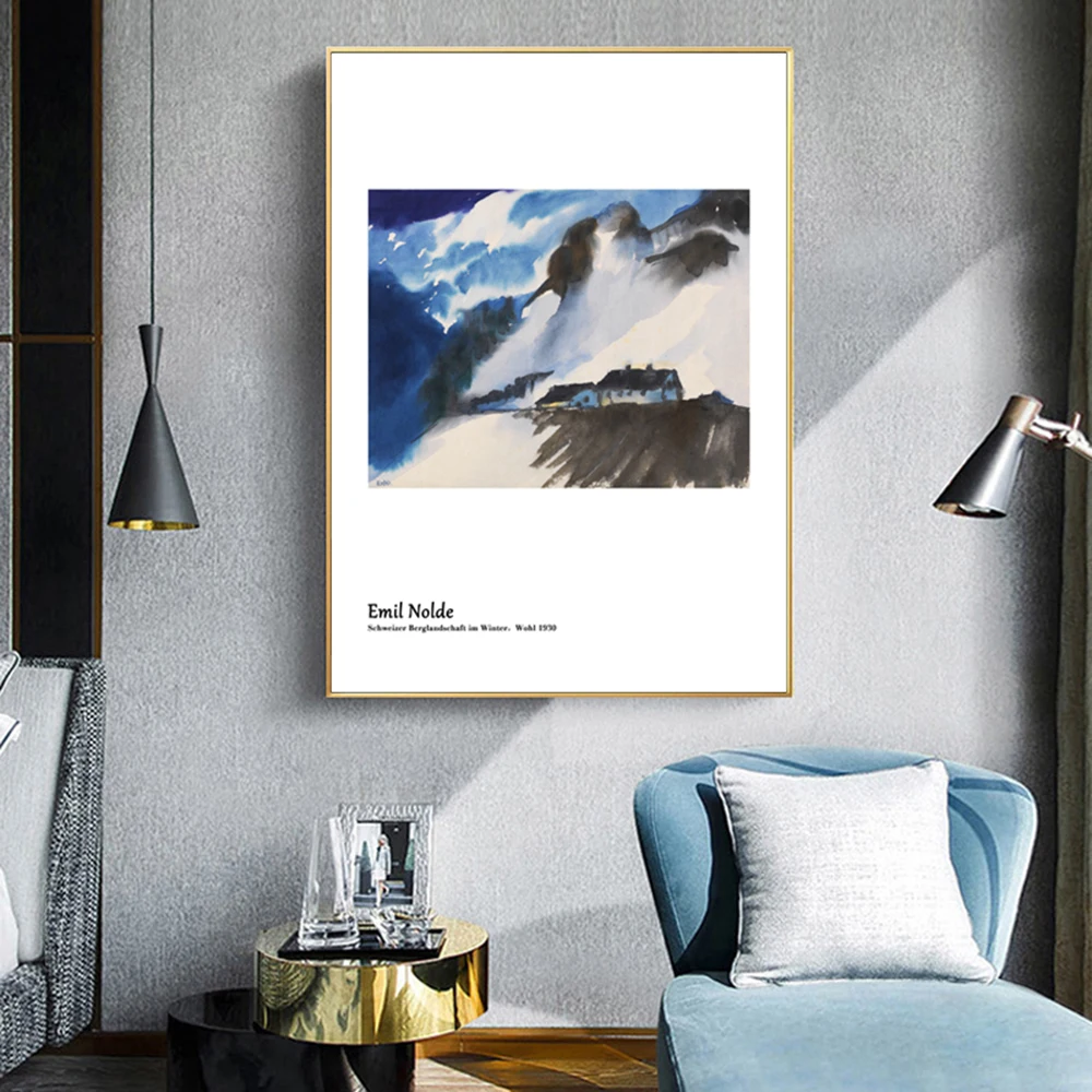 Креативная чернильная живопись сельской местности настенная на холсте