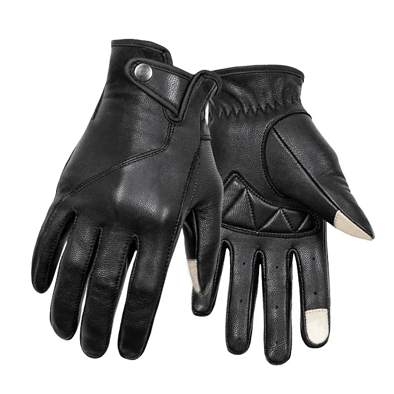 Motorcycle Gloves Waterproof and Windproof Retro Leather Riding Gloves Shockproof