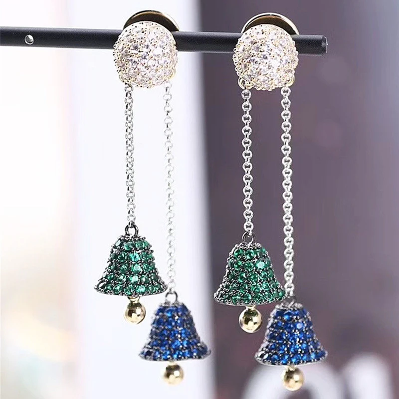 

2021 новый роскошный ветряной колокольчик с украшением в форме серьги для женщин инкрустированные циркон Цвет с длинной бахромой серебриста...