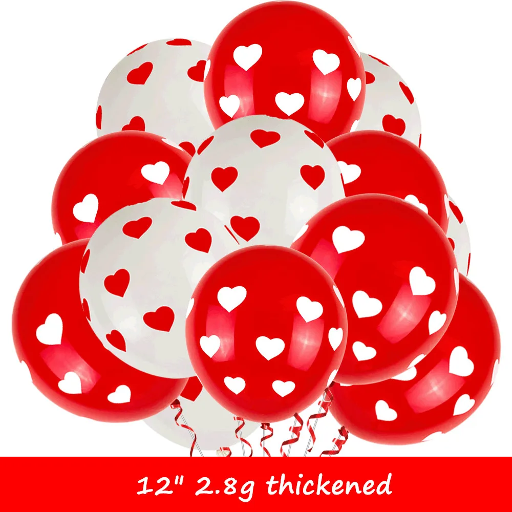 

50pcs/lot 12inch White Red Latex Balloons Printed With Love Heart Valentines Day Wedding Birthday Party Decorations Supplies