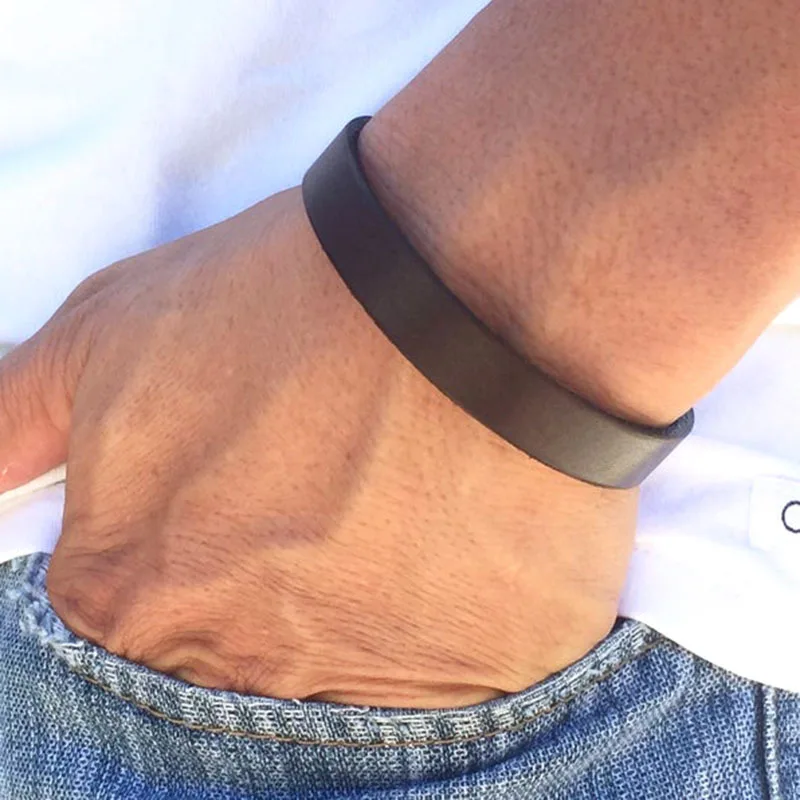 

Men's Leather Bracelet, Bracelets for Men,valentines Day Men - Anniversary Gifts Black KL30FKI