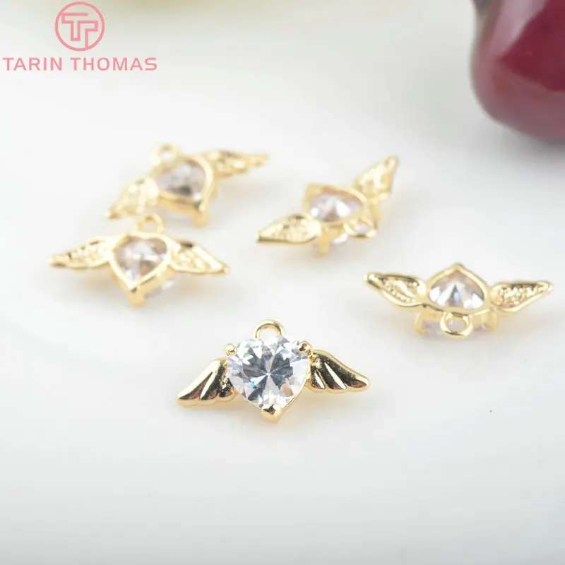 Латунные подвески в виде крыльев сердца 24 карата 19 х11 мм 6 шт.|Подвески| |