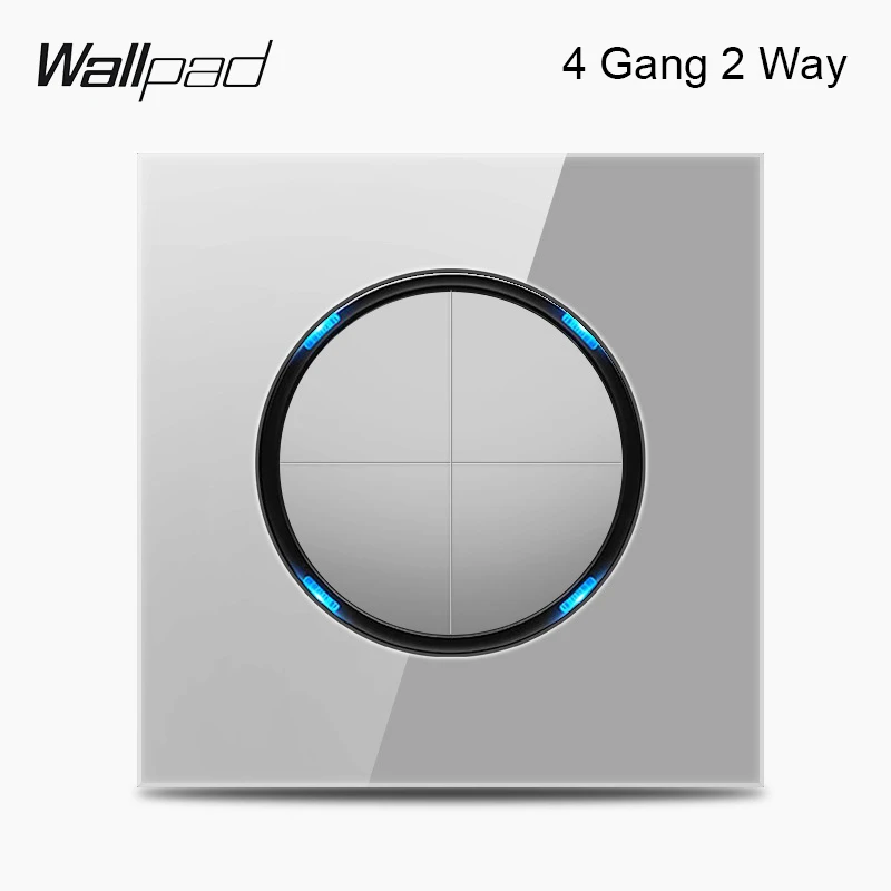 4 Gang 2 Way Wallpad L6 серое стекло 1 2 3 4 банды 1 способ 2 пути промежуточный Мгновенный Переключатель 20A 45A двухпозиционный переключатель для плиты AC водонагреватель - Цвет: 4 Gang 2 Way