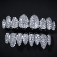 new cz bling bling teeth grillz top bootom dental mouth punk teeth caps cosplay party tooth rapper hip hop jewelry tg018
