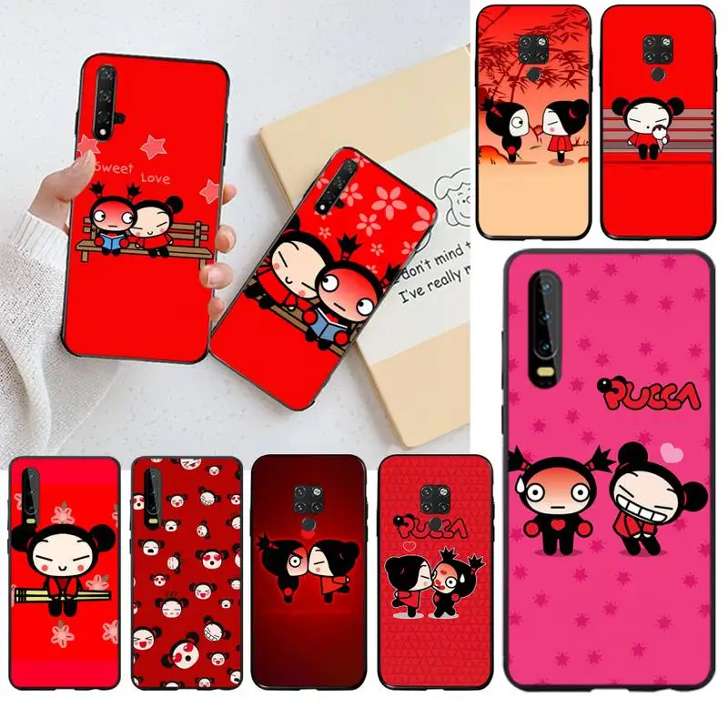 

CUTEWANAN Cute cartoon Pucca TPU black Phone Case Cover Hull for Huawei P40 P30 P20 lite Pro Mate 20 Pro P Smart 2019 prime