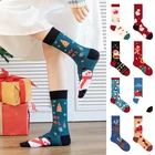 Женские рождественские носки, забавные рождественские носки с Санта-Клаусом, елкой, снежинкой, оленем, снегом, хлопковыми трубками, счастливые носки для мужчин, новогодние носки