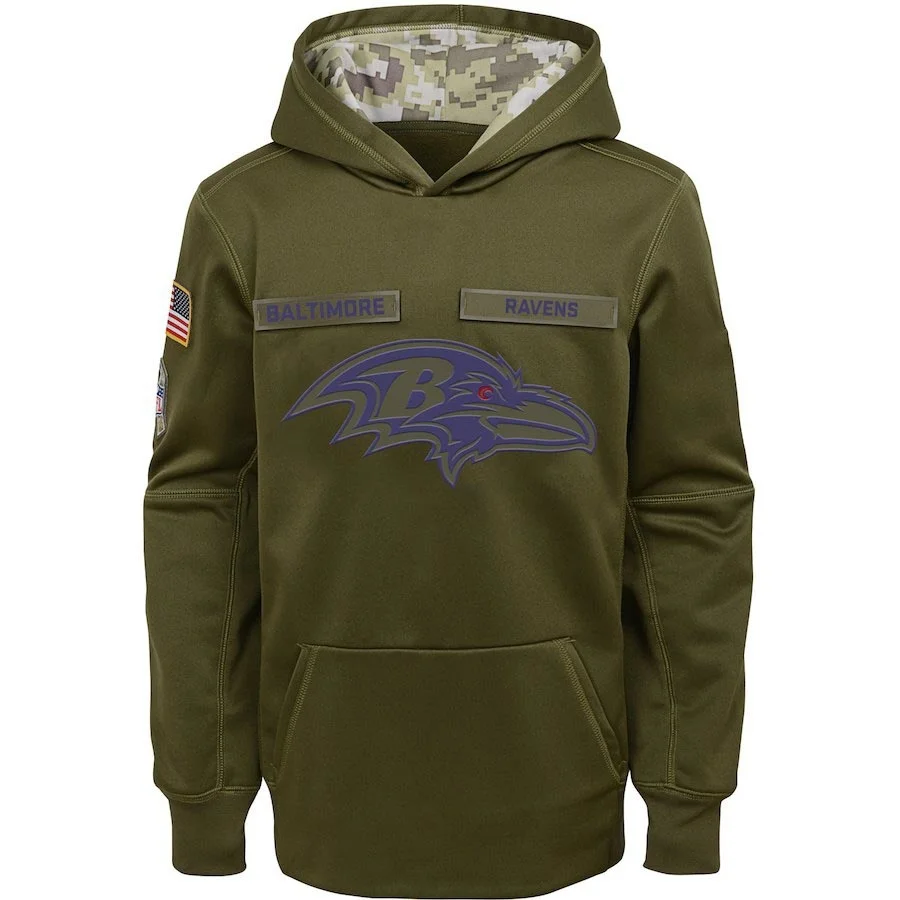 

Пуловер с капюшоном Baltimore Youth Salute to Service Ravens Green