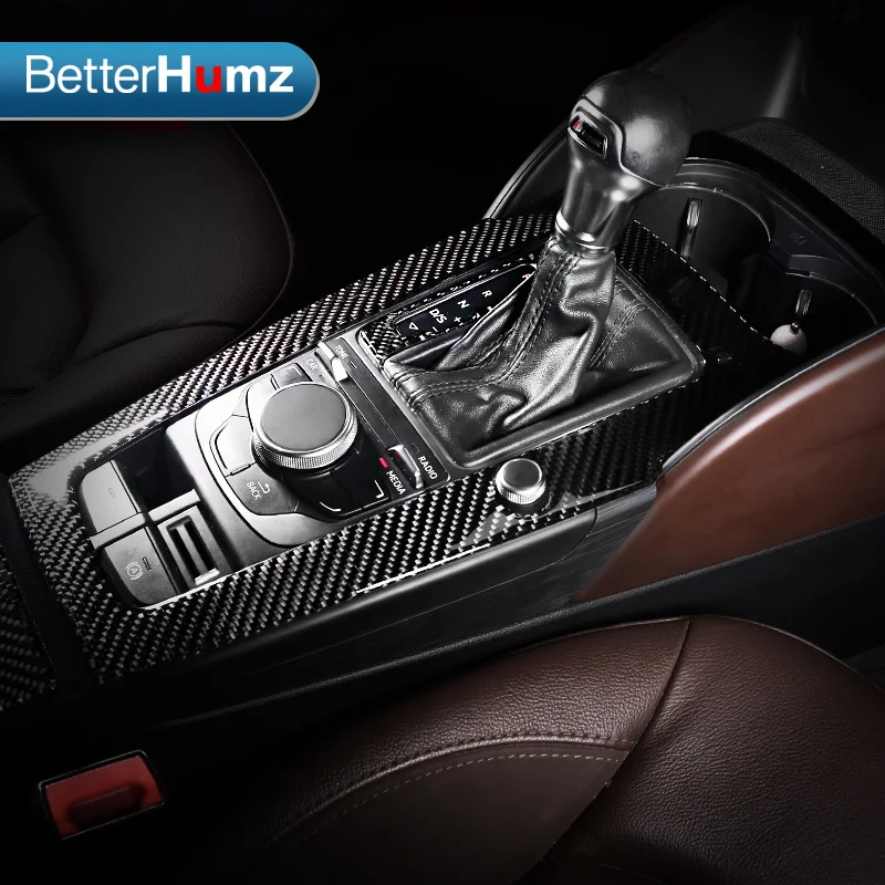 BetterHumz stickers for car gearboxes, carbon fiber central console for Audi A3 S3, decorative accessories for car interiors