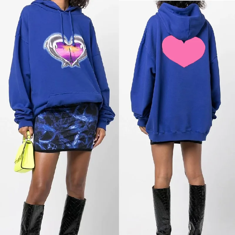 

2021 luxury design fashion caring dolphin women's casual sweater temperament hooded collar long sleeve women's casual sweater