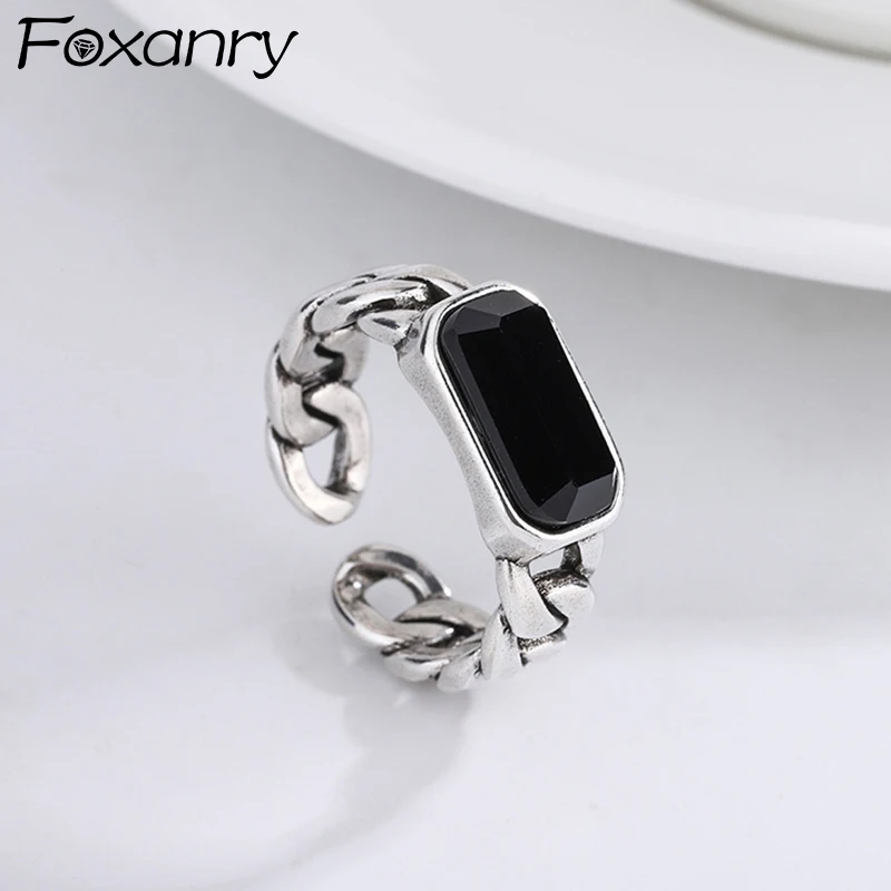 

Женское минималистичное кольцо FOXANRY, из стерлингового серебра 925 пробы с геометрическим узором в виде капли и глазури, модное Ювелирное Укра...
