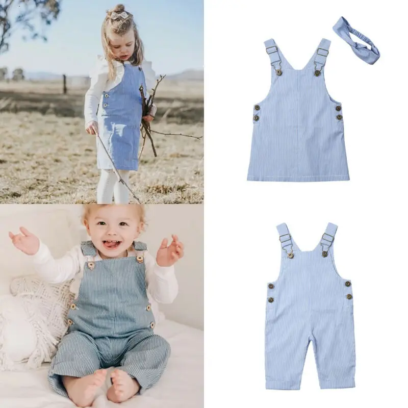 

Matching Clothes Newborn Kids Baby Boys and Girls Casual Stripe Clothes Romper Bib Pants Dress Outfit Set
