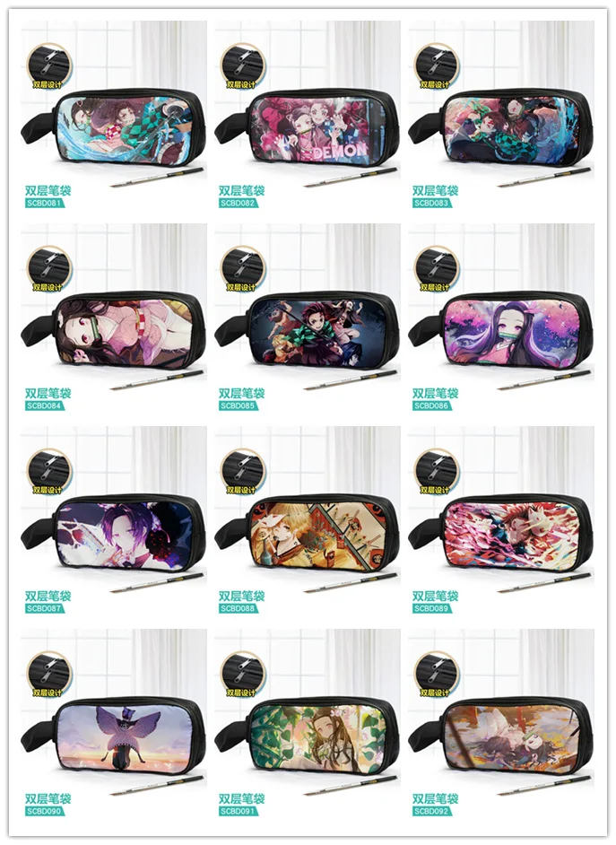

LISM Kimetsu no Yaiba Fashion Anime Customized Cosmetics Bags School Cartoon Pencil Case Storage Pen Bag Stationery Gifts