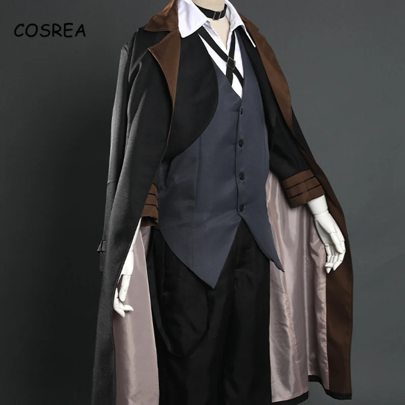 Аниме косплей костюм портовой мафии Чуя Накахары из манги "Bungou Stray Dogs" - рубашка, брюки, тренч, шляпа и парик.