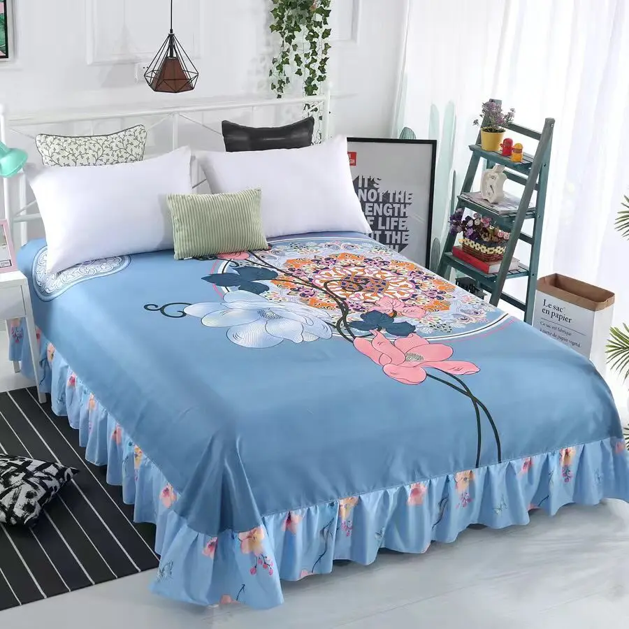 

2020 Fashion new trend red bed skirt cotton soft bed sheet 1pcs for bedroom for king /super king bed