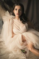 tulle maternity dresses one shoulder maternity gown for photoshoot boudoir lingerie maxi robe bathrobe nightwear babydoll