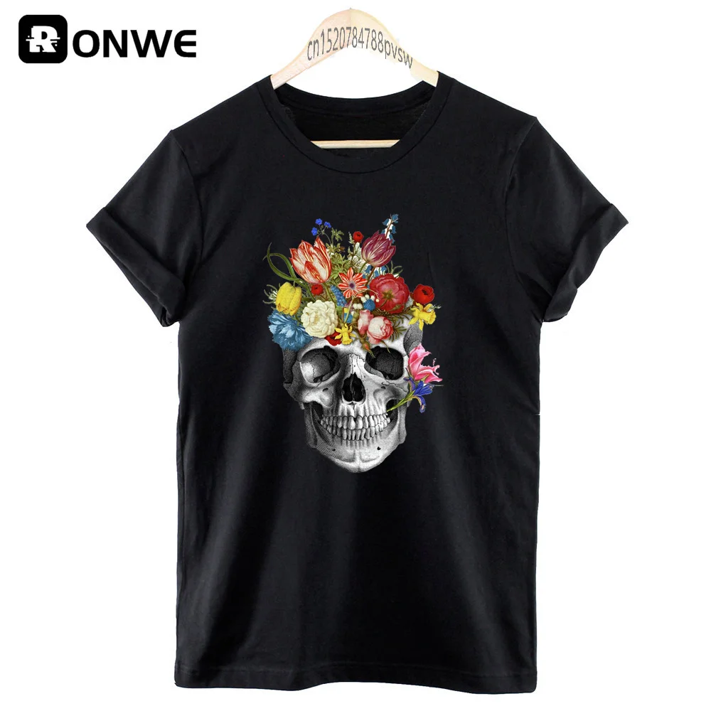 Модная женская футболка с рисунком бабочки и черепа женские акварельные Топы
