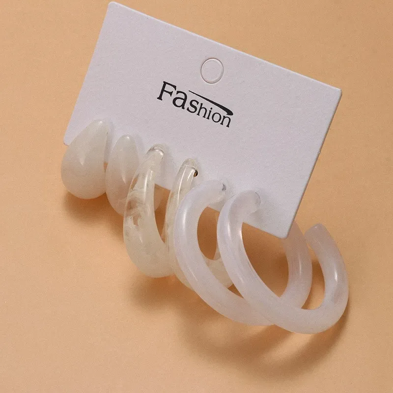 

Эффектные геометрические акриловые серьги-кольца в Корейском стиле, круглые серьги белого цвета, тренд 2021, новые модные украшения