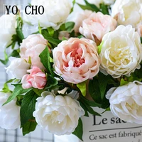 yo cho 3 branches artificial big peonies flowers silk fake flores for wedding home party new year decorative 3 big heads flowers
