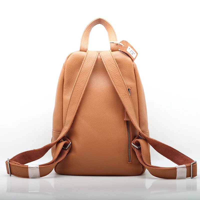 

Classic Casual Backpack Female Harajuku Genuine Leather Backpacks Women Zipper Solid Color Preppy Style Laptop School Backpack