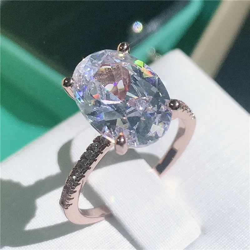 choucong Promise Finger Ring Rose Gold Filled 925 Silver Oval cut 3ct AAAAA cz Engagement Band Rings For Wome Wedding Jewelry | Украшения и