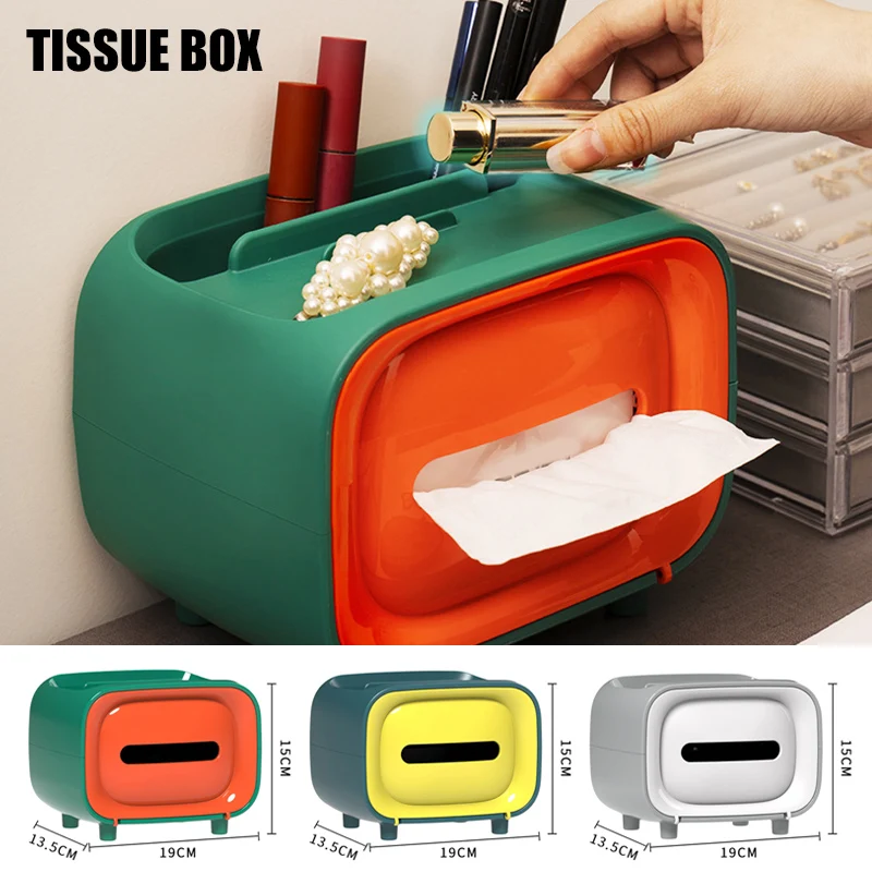 

Multifunctional Tissue Box Tissue Box Stylish Tissue Box Holder Rectangular Retro Facial Tissue Box KSI999